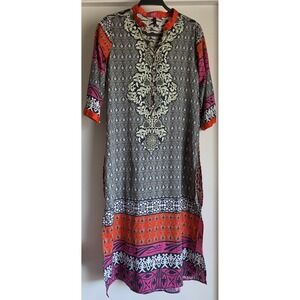 Frontier Heritage Tunic XL Boho Geometric Long Sleeve Embellished Top Lightweigh